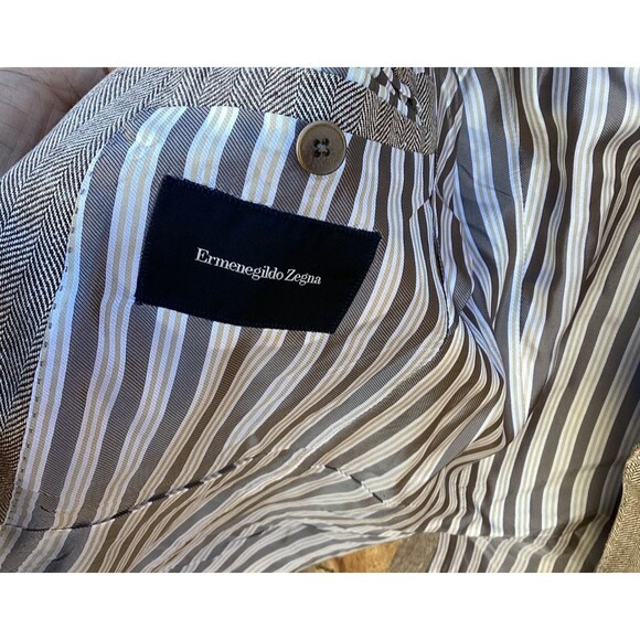 Ermenegildo Zegna Blazer 54R 100% Hemp Beige Shell Buttons Sport Coat - Picture 4 of 7